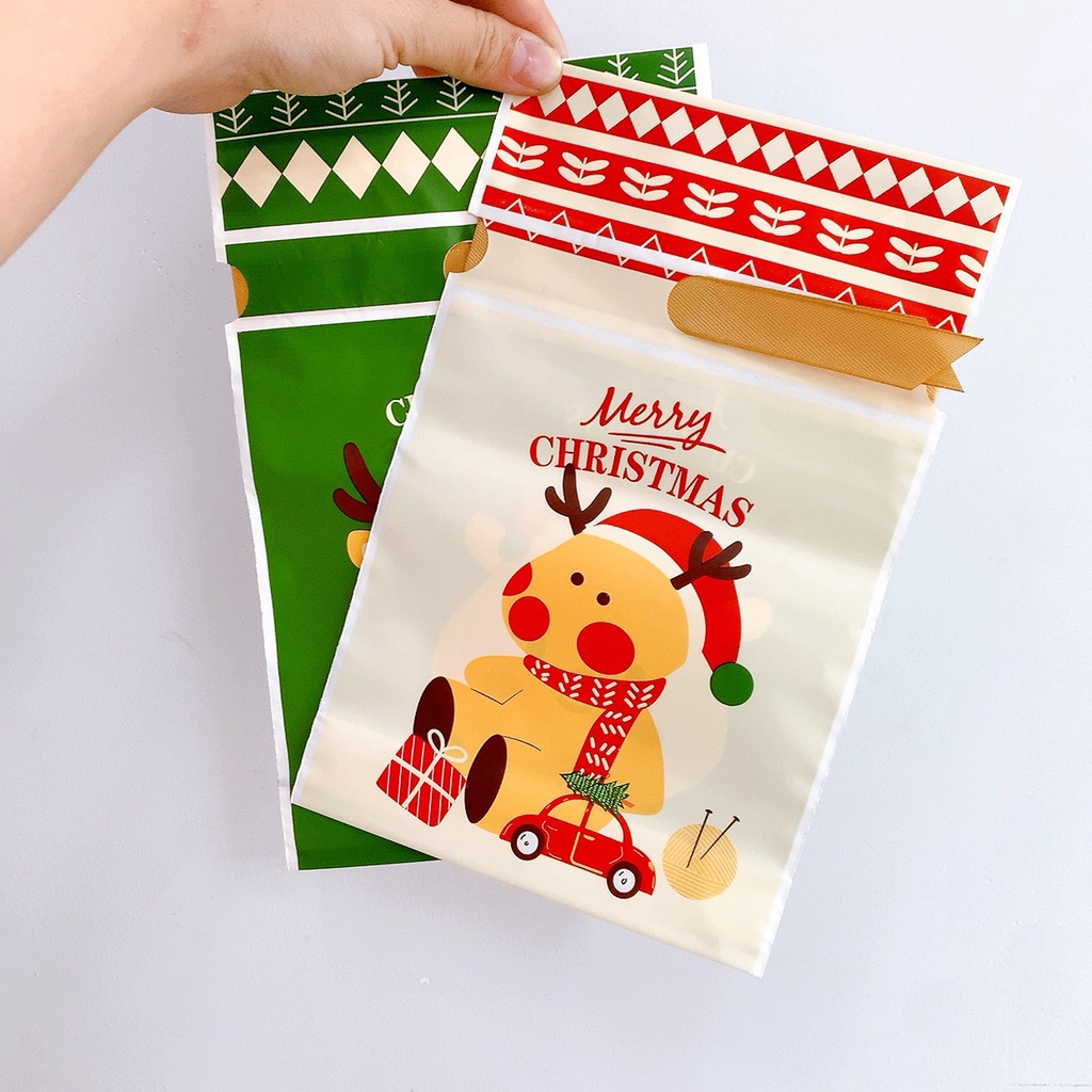 SET 5 TÚI ĐỰNG KẸO GIÁNG SINH CÓ DÂY RÚT LỤA
