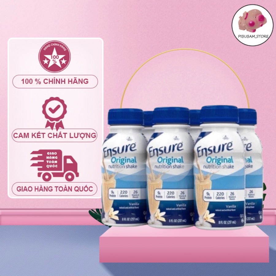Lốc 6 Chai Sữa Nước Pha Sẵn Ensure Original Vị Vani (Date T6/2023)