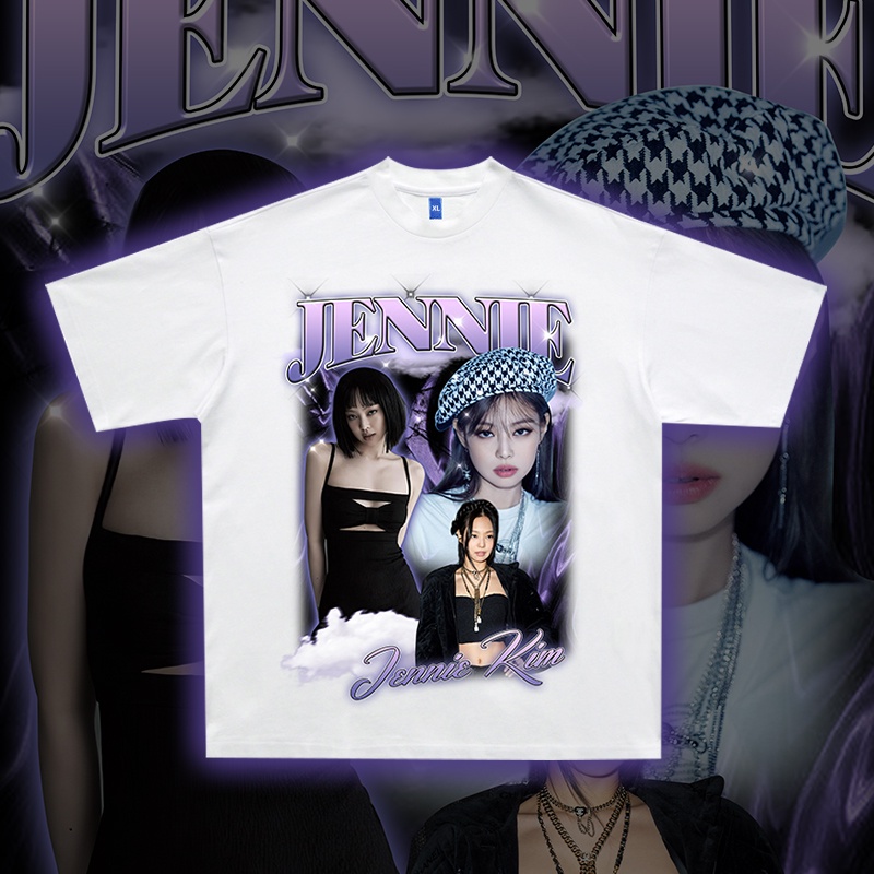 Áo Thun JENNIE v2 Vintage 100% Cotton Tay Lỡ Unisex - Đen/Trắng Cổ Tròn | Blackwork