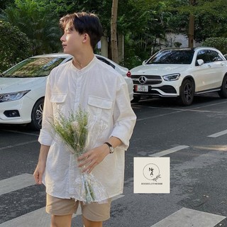 Sơ mi cổ tàu basic Hàn Quốc