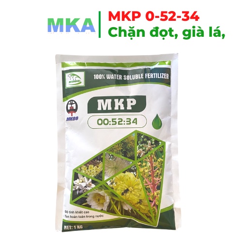 Bộ đôi chặn đọt tạo mầm MKP 0 52 34 và Lân cao 10-60-10 MKA Mekongagri gói 1kg