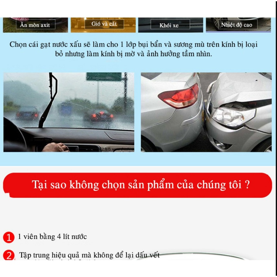 VIÊN SỦI RỬA KÍNH XE Ô TÔ SIÊU SẠCH- 1 VIÊN ĐƯỢC 4 LÍT NƯỚC LAKADO