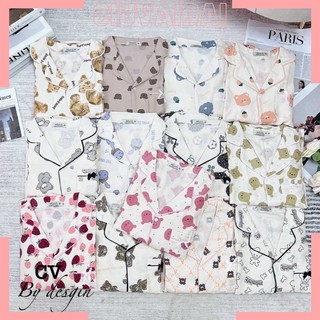Bộ ngủ 💖Có Size💖 Bộ pijama nhung tăm áo dài quần dài in hoạt hình ulzzang