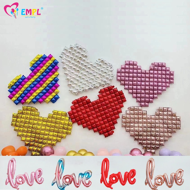 Bong Bóng Lá Nhôm Hình Vuông / Trái Tim / Chữ LOVE Dùng Trang Trí Tường Tiệc Cưới / Sinh Nhật / Tiệc Sinh Nhật