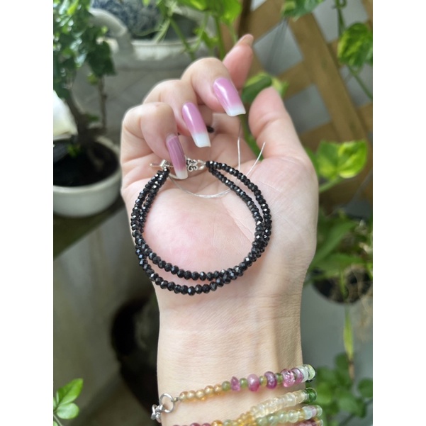 Vòng tay đôi spinel đen size 3.5li