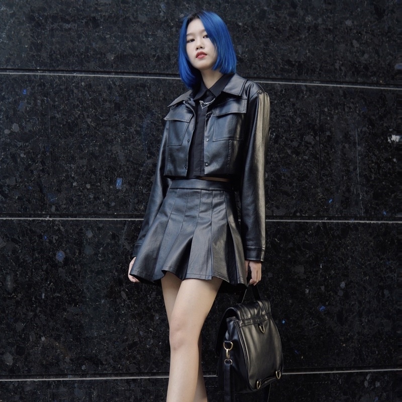 Áo khoác da Hologram croptop túi hộp đen Gangster Jacket Hologram