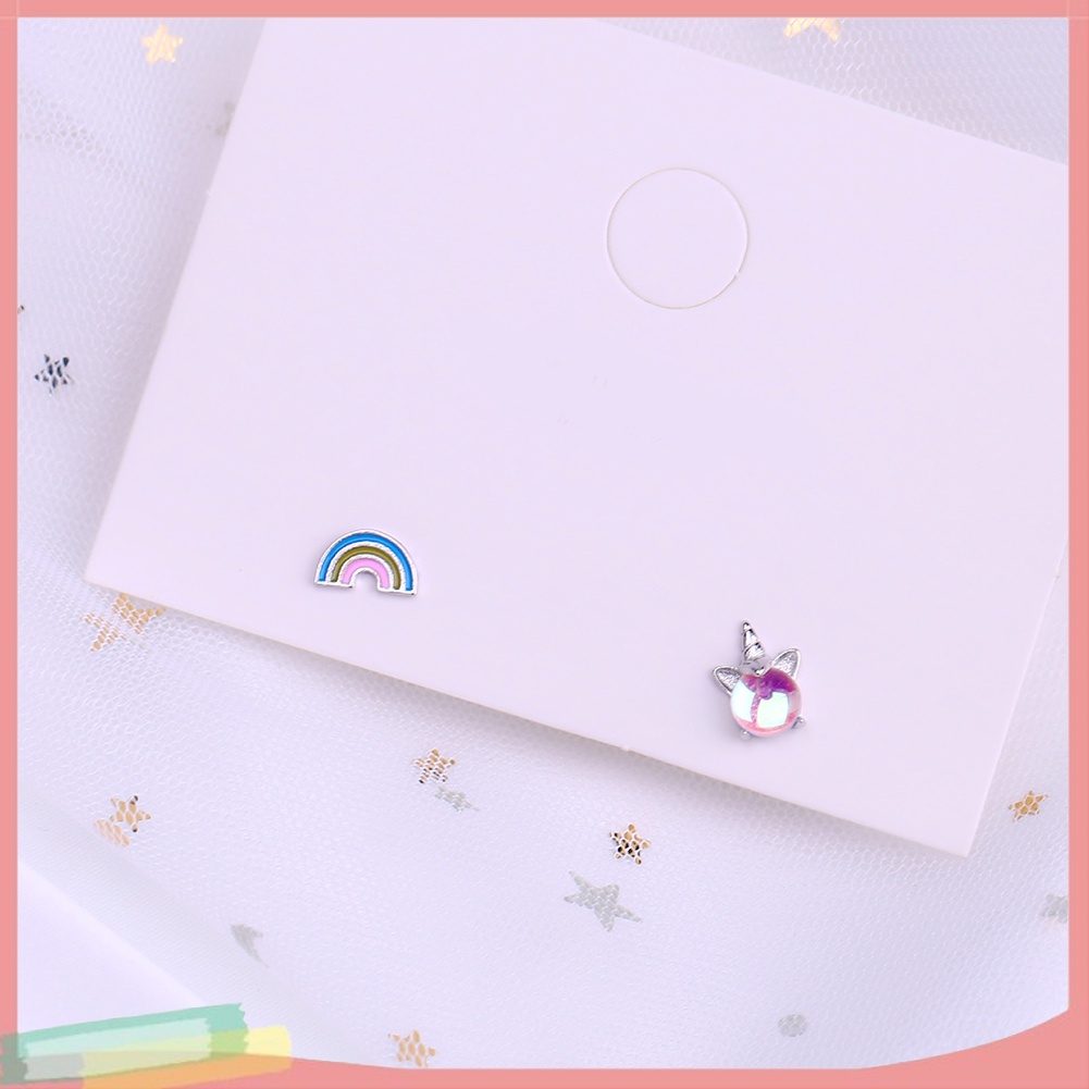 Bông tai xi bạc hình kì lân cầu vồng