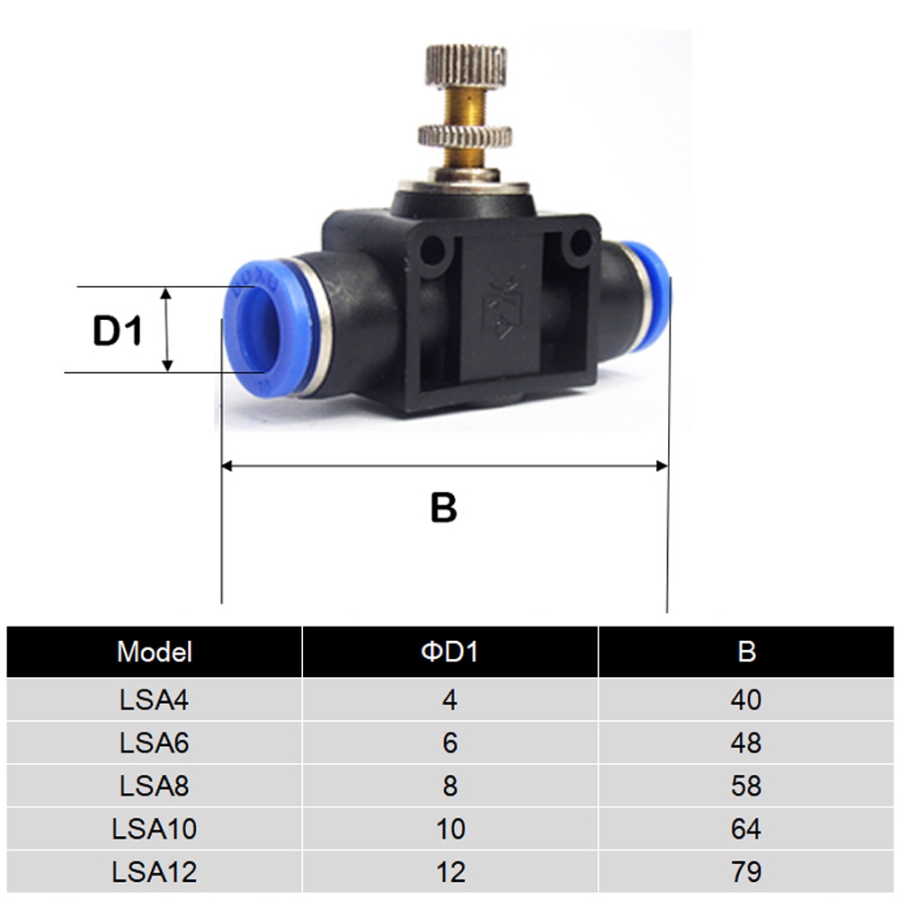 Đầu Nối Nhanh Khí Nén Một Chiều SA4-12mm van khí nén