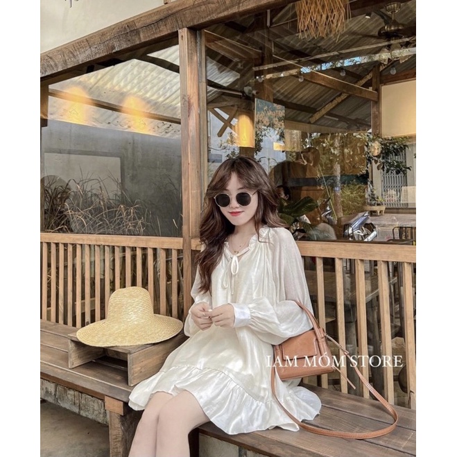 ĐẦM BABYDOLL SUÔNG VIỀN CỔ LAI BÈO KÈM BELT