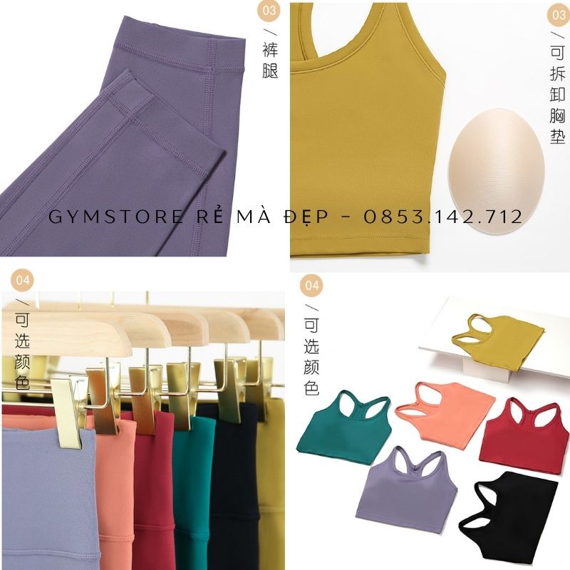 Set áo lót nâng ngực và quần dài lưng cao hỗ trợ tập yoga thoải mái dành cho nữ Rẻ Đẹp Gymstore 122