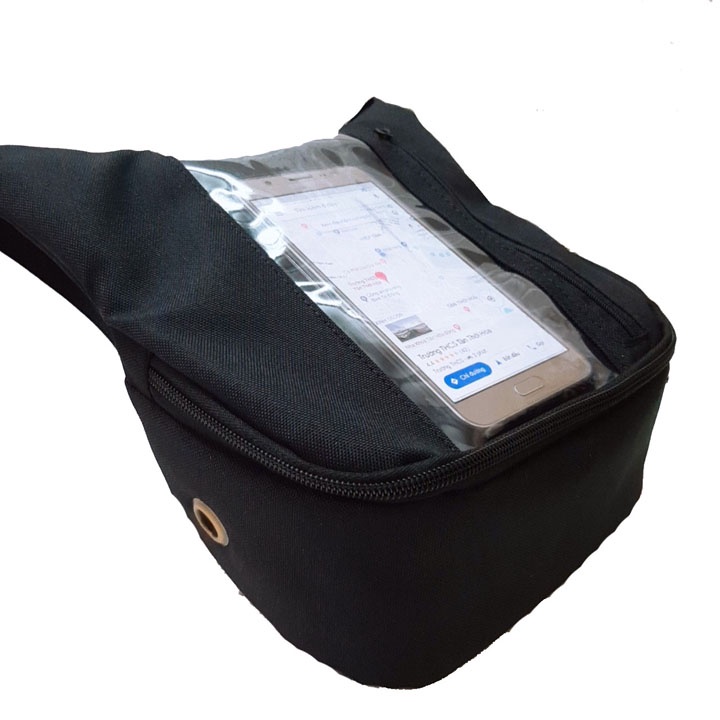 Túi đựng điện thoại treo đầu xe máy mẫu đứng vải bố chuyên dụng Sunha dành cho xe ôm công nghệ phiên bản mới,