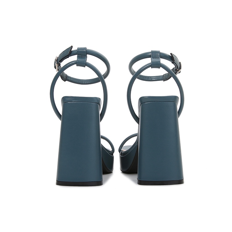 Giày Cao Gót 11cm Mũi Vuông Hở Ngón Phối Dây Cột Thời Trang Quyến Rũ Cho Nữ