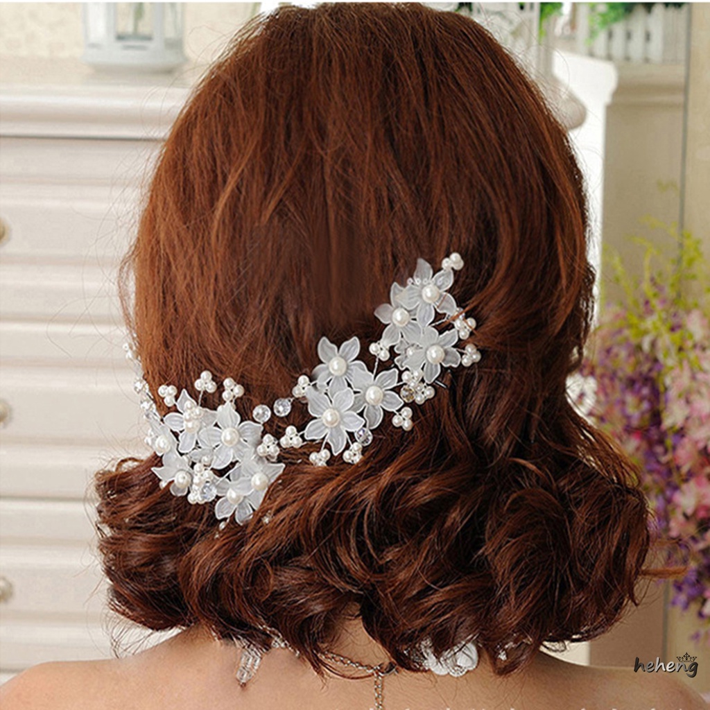 Trâm Cài Tóc Dáng Chữ U Hình Hoa Đính Ngọc Trai Phong Cách Dân Tộc