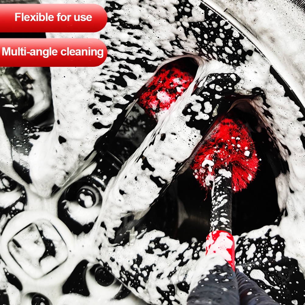 Bàn Chải Vệ Sinh Bánh Xe Hơi Cán Dài Bằng Len Cứng Có Thể Tháo Rời