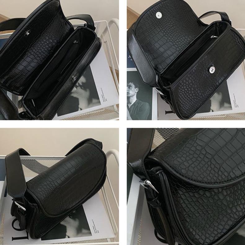 Túi xách nữ da Túi đeo chéo phối màu đơn giản hoạ tiết da cá xấu ! "