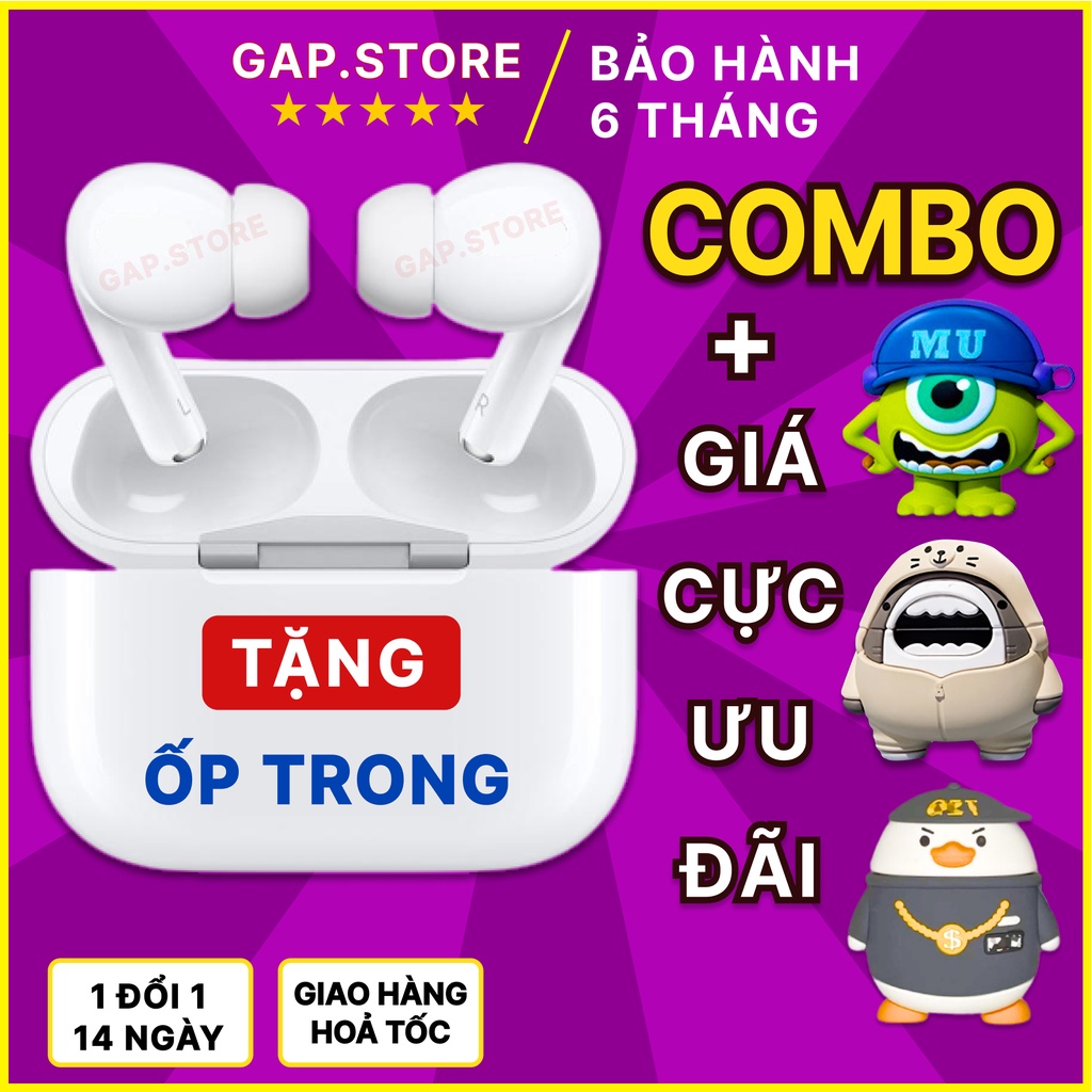 Tai Nghe Bluetooth Không Dây TWS PRO Cao Cấp Tích Hợp Micro, Chống Ồn ANC - Xuyên Âm - Dùng Cho iO.S Và Androi