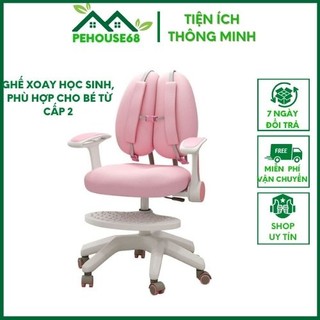 Ghế xoay học sinh chống gù cao cấp thiết kế ghế xoay có bánh xe di chuyển, phần tay vịn có điều chỉnh được