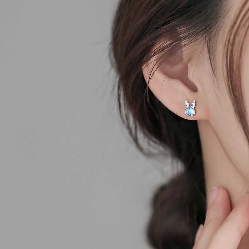 Bông tai Moonstone, bông tai thỏ, bông tai xoắn ốc, bông tai Hàn Quốc dễ thương, bông tai nữ hình trái tim thời trang