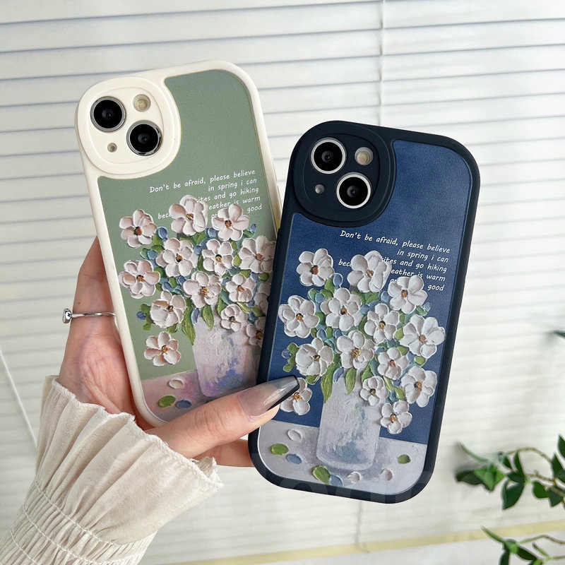 Casing Samsung Galaxy A12 A13 A23 A73 A53 A33 A52 A52S A50 A50S A30S A11 A31 A70 A20 A30 A10S A22 LTE M11 M12 M22 M23 M32 M31 A32 A03S A02S A21S A51 A72 A71 4G 5G Oil painting Flowers Oval Edge Airbag Shockproof Soft Phone Case XPN 29