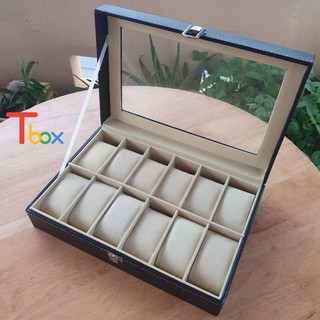 Hộp đựng đồng hồ 12 ngăn bằng da FREESHIP/ Hộp đựng đồng hồ và trang sức cao cấp