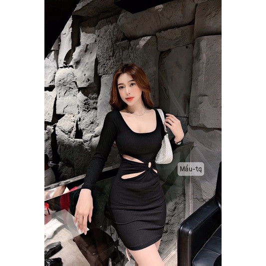 Váy tăm hoa eo dài tay