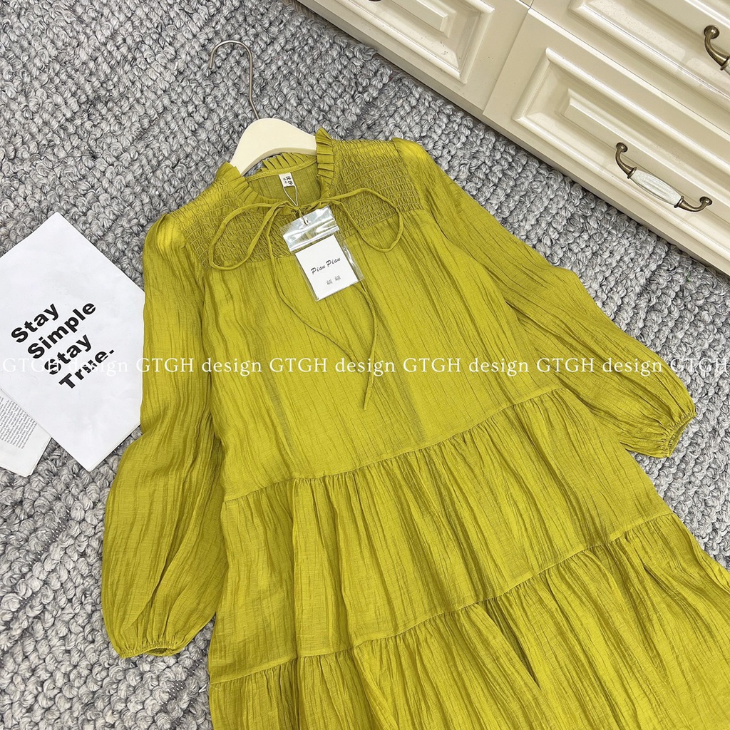 Đầm Bầu Váy Bầu Dài Tay Cổ Nơ Thời Trang Thiết Kế Mặc Đi Chơi Đi Làm V4 vaybauxinh