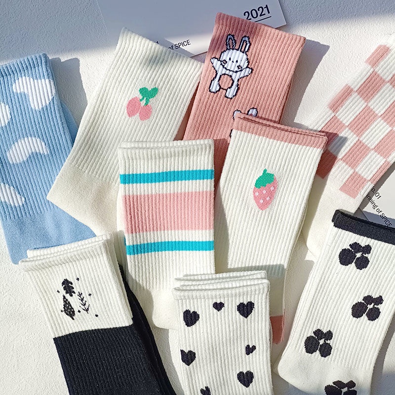 Vớ Cổ Cao In Họa Tiết Hoạt Hình Phong Cách Nhật Bản Thời Trang Thu Đông Xinh Xắn Cho Nữ