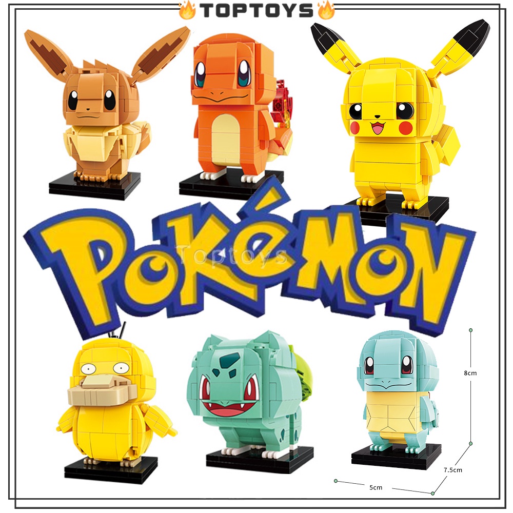 Đồ Chơi Khối Xây Dựng Lắp Ráp Pokemon Eevee / Psyduck / Bulbasaur / Charmander / Squirtle MOC Kids education toys
