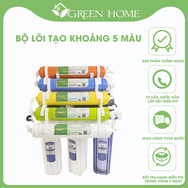 Bộ Lõi Tạo Khoáng 5 MÀU AQUA 5 6 7 8 9 Chính Hãng Dùng Cho Các Dòng Máy Lọc Nước RO - NANO