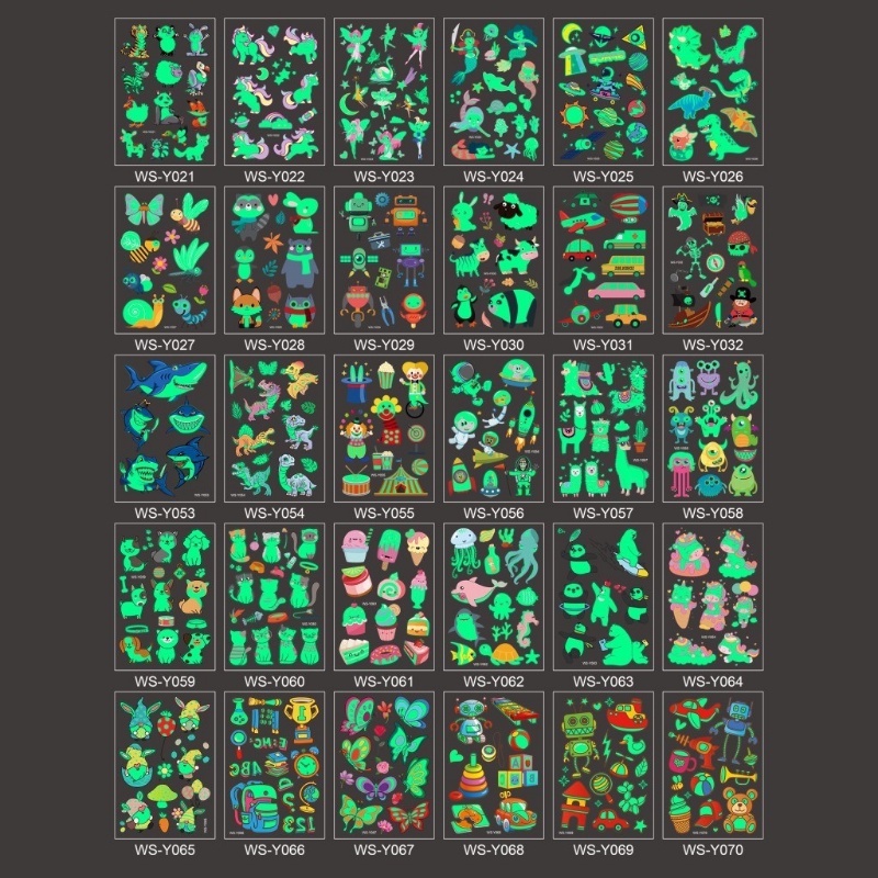 Hình Xăm Dán Tạm Thời Họa Tiết Động Vật Hoạt Hình Màu Dạ Quang Độc Đáo Trang Trí Tiệc Tùng Cho Bé
