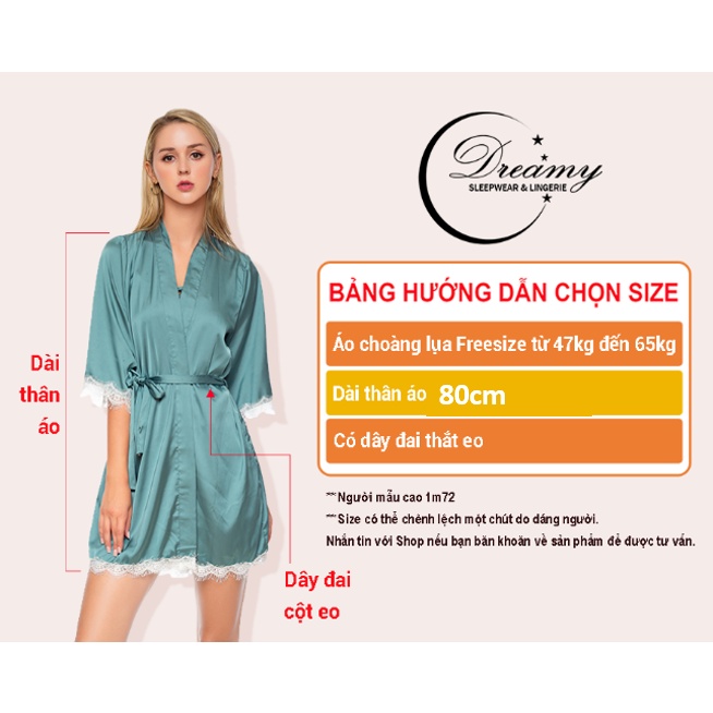 Áo choàng ngủ lụa nữ phối ren cao cấp sang trọng quyến rũ DREAMY CL04-18