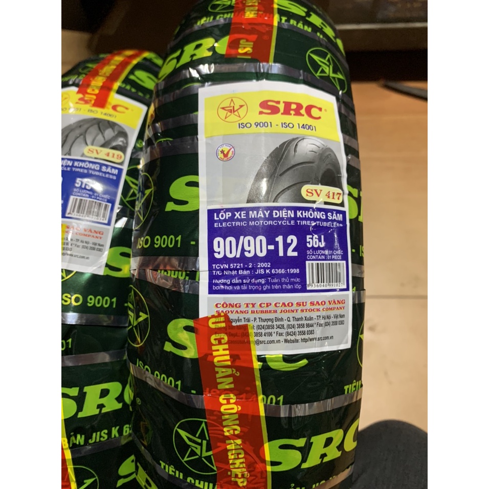 Lốp Xe Đạp Điện, Xe máy điện 90/90-12 Không Săm Chính Hãng Sao Vàng