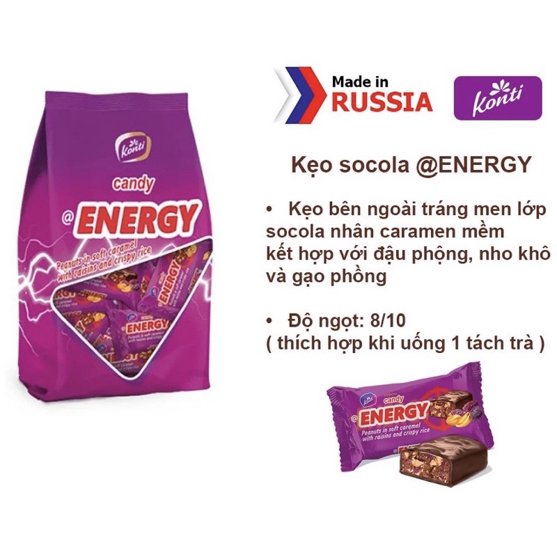 kẹo sô-cô-la đậu phộng nho khô Tím Energy-Konti-Nga