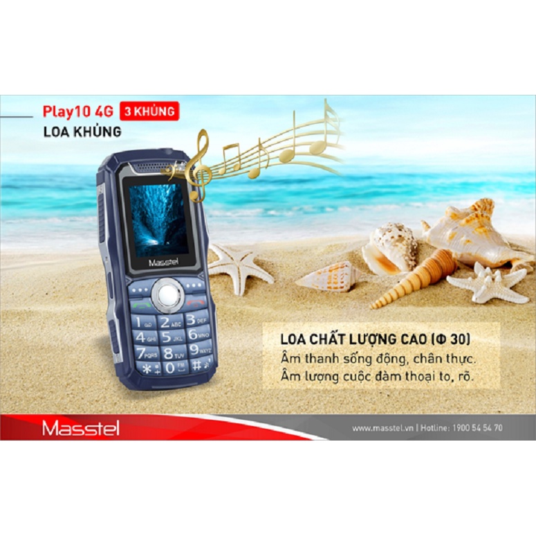 Điện thoại Masstel Play 10 4G pin Siêu trâu, loa cực lớn - Hàng chính hãng