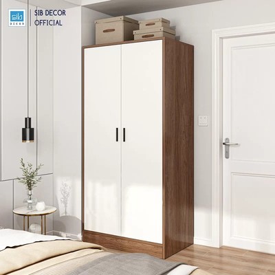 [Chỉ giao lắp tại TP.HCM] Tủ Quần Áo Đơn Giản SIB Decor Màu Trắng Phối Walnut TA17