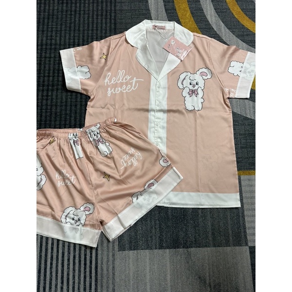 Đồ Bộ Pyjama Đùi Lụa Latin Trơn Cao Cấp Bigsize 65-80kg