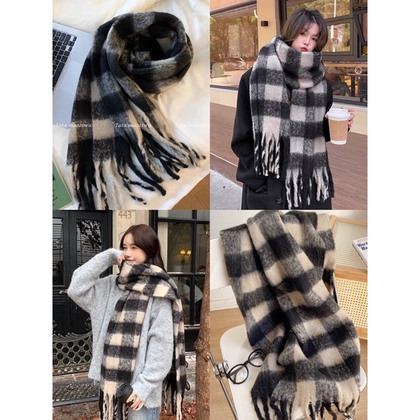 Khăn len dạ quàng cổ nam nữ mùa đông phong cách Hàn