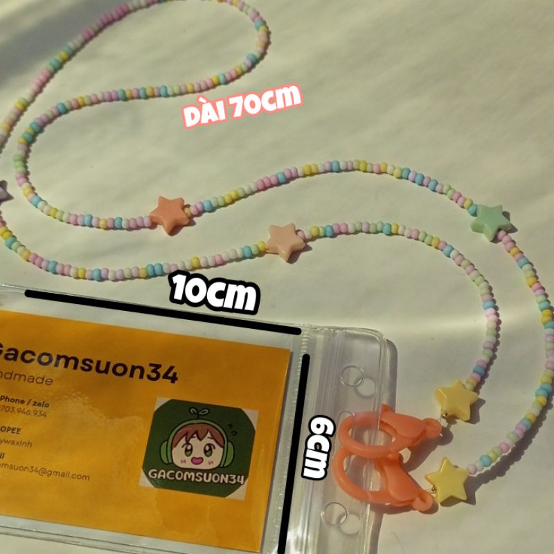 Dây Đeo Thẻ Sinh Viên xỏ hạt macaron đơn giản