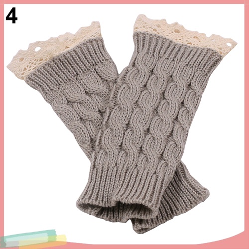 Đôi găng tay len hở ngón phối ren độc đáo trẻ trung cho nữ