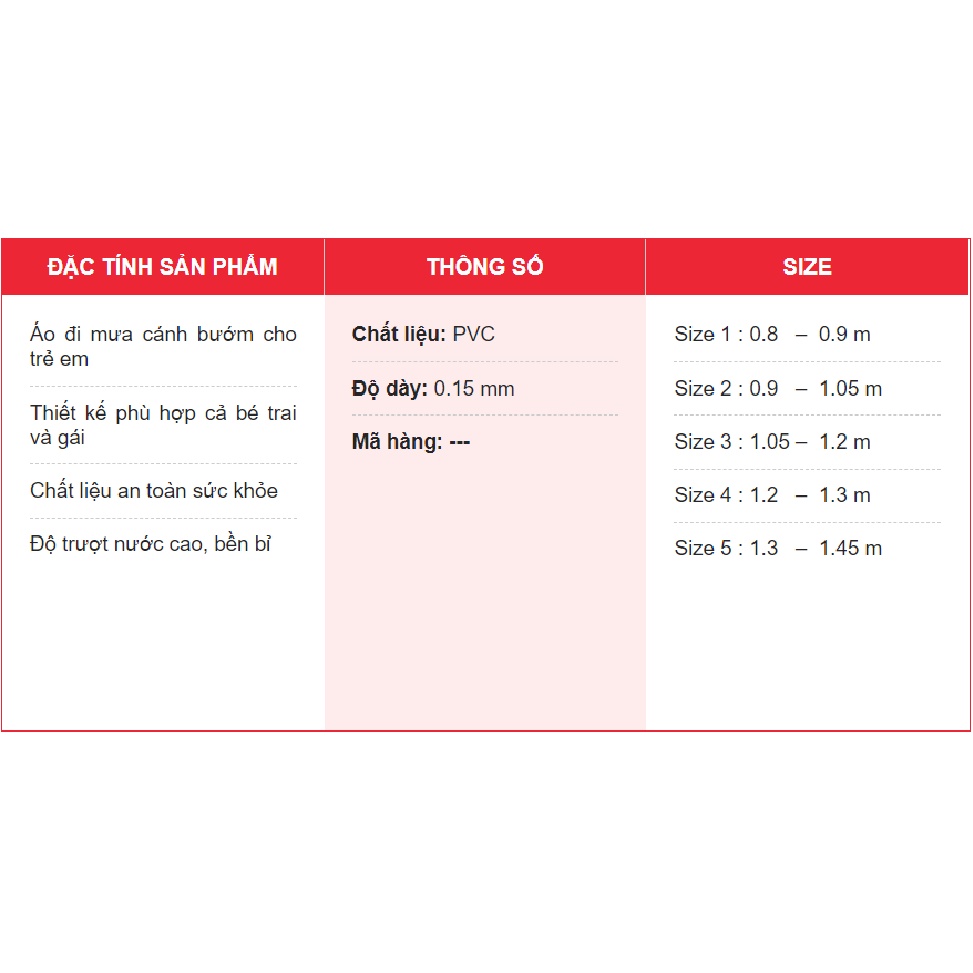 Áo Mưa Bướm Trẻ Em Chính Hãng Rando_Loại Cao Cấp