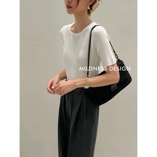 Áo len cổ tròn cộc tay basic ( còn màu ghi tên)