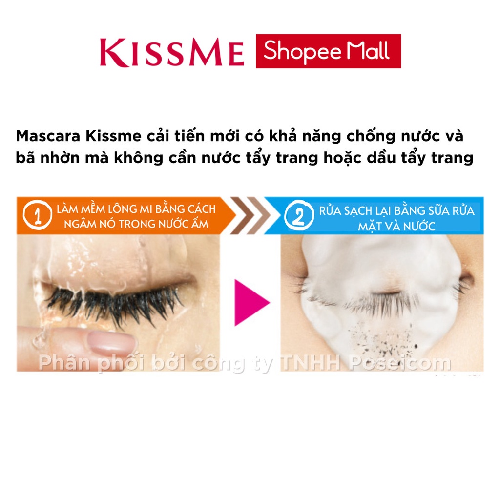 Mascara Kissme Đầu Cọ Tam Giác Mảnh Cho Mi Ngắn Micro Mascara Advanced Film Chống Nước Chải Tơi Dài Mi 4.5G