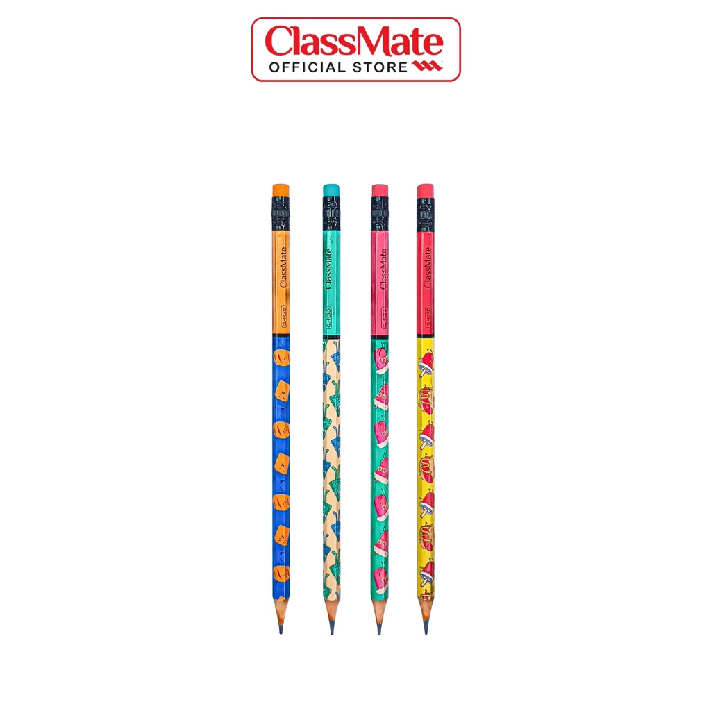 Combo 6 Chiếc Bút Chì Gỗ Cao Cấp Có Tẩy CLASSMATE Ngòi 2B, Nét Bút Mịn Chì Mềm, Dùng Cho Bé Tập Viết CL-PC315