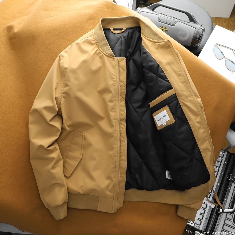 Áo Khoác Nam Bomber cá sấu La.cote dư xịn ,áo 3 lớp trần bông quả trám, áo chống nước ,chắn gió tốt - Hàng VNXK