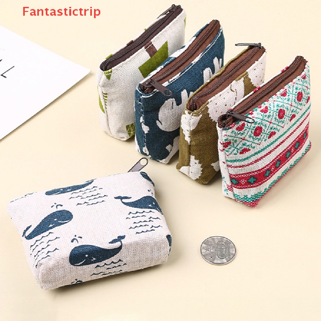 Ví Đựng Tiền Xu / Thẻ Mini In Họa Tiết Đơn Giản Cho Nam Nữ Mới