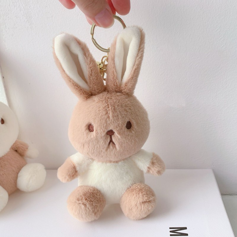 Móc Khóa Thỏ Nhồi Bông Màu Trà Sữa Dễ Thương Sáng Tạo