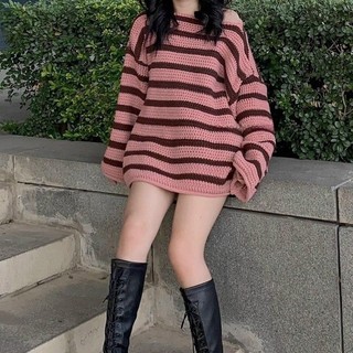 Áo Len Tay Dài Oversize Sọc Ngang