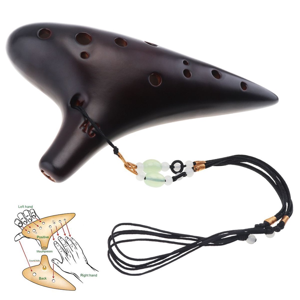 Sáo ocarina 12 lỗ bằng gốm sứ có phụ kiện