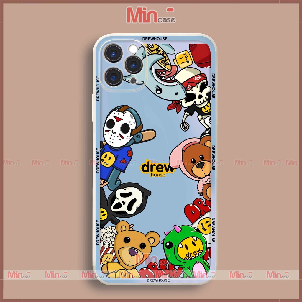 Ốp lưng điện thoại iPhone Drew house cạnh viền vuông dẻo bảo vệ camera ip 6/6s/7/8/X/XS/XR/11/12/13/14 Pro Plus Max