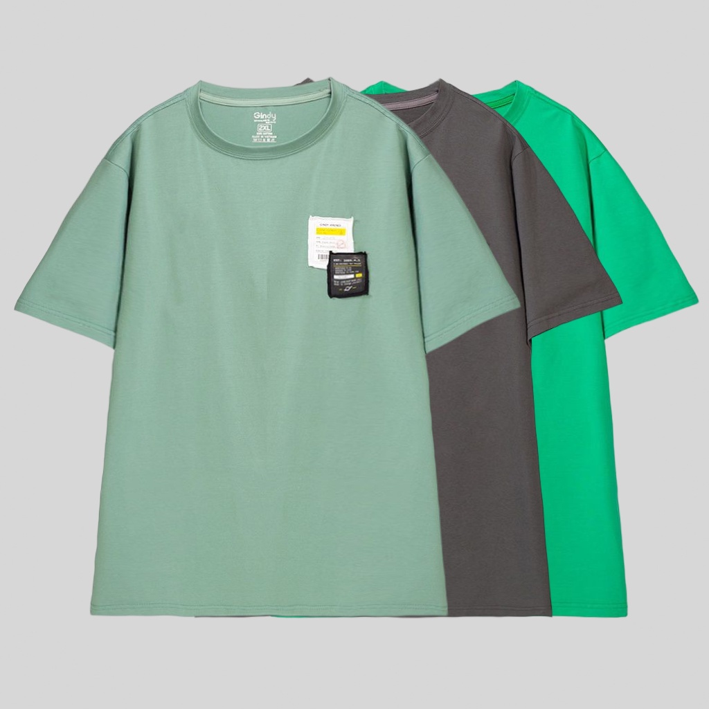 Áo thun tay lỡ form rộng unisex phông nam nữ cổ tròn chất cotton mát hai màu trắng đen thời trang local brand GINDY A064